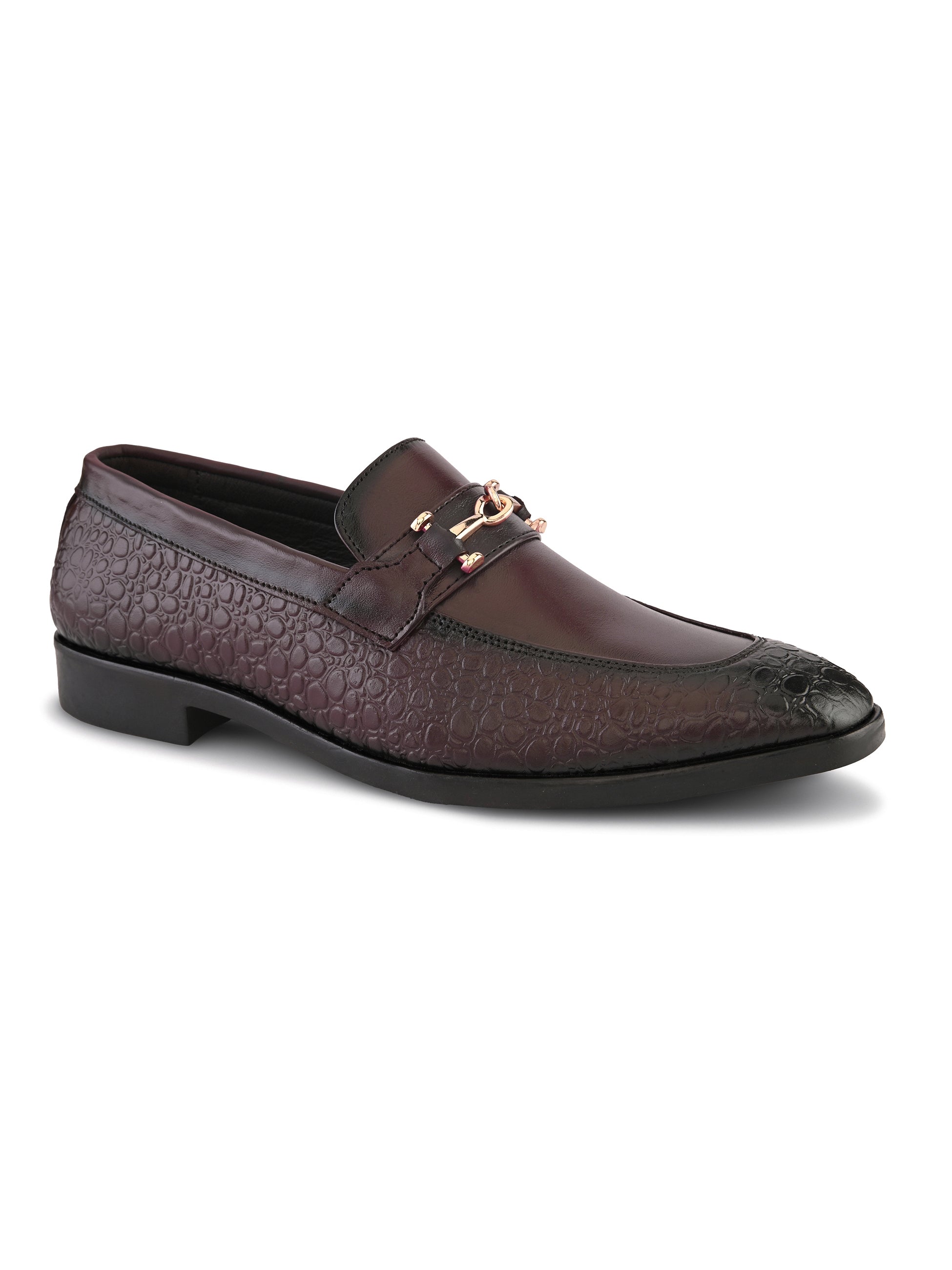 Maroon Office Loafer Shoes for Men | Italian Textured Leather & Durable TPR Sole