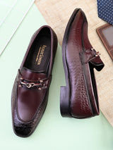 Maroon Office Loafer Shoes for Men | Italian Textured Leather & Durable TPR Sole