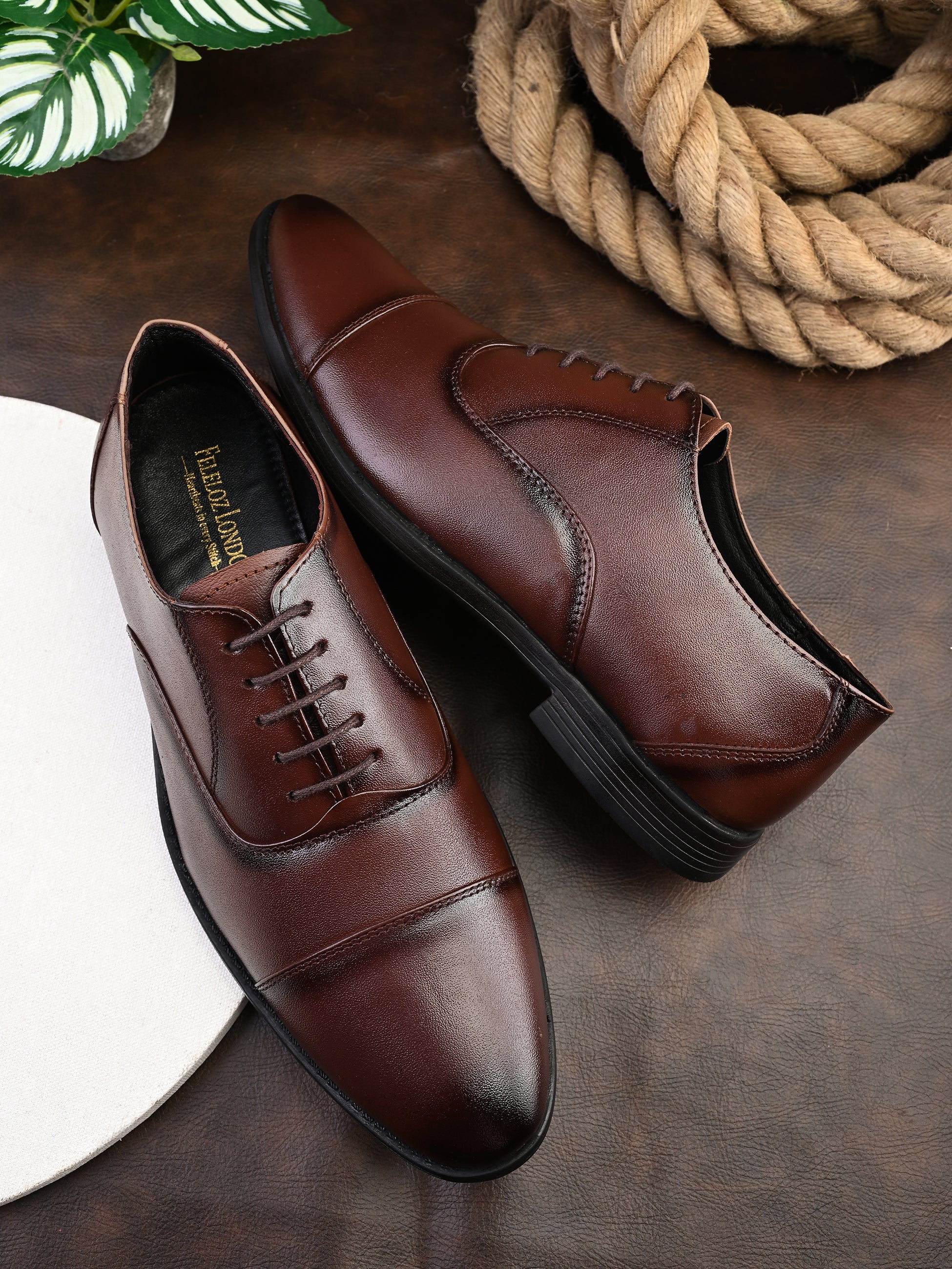 Feleloz London Genuine Italian Leather Loafers for Men | Premium Brown Formal Shoes with Leather Lining & TPR Sole