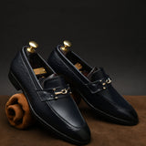 Blue Office Loafer Shoes for Men | Italian Textured Leather & Durable TPR Sole