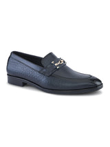 Blue Office Loafer Shoes for Men | Italian Textured Leather & Durable TPR Sole
