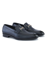 Blue Office Loafer Shoes for Men | Italian Textured Leather & Durable TPR Sole