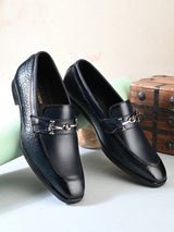 Blue Office Loafer Shoes for Men | Italian Textured Leather & Durable TPR Sole
