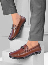 Feleloz London Genuine Italian Leather Loafers for Men | Premium Dark Brown Formal Shoes with Leather Lining & TPR Sole