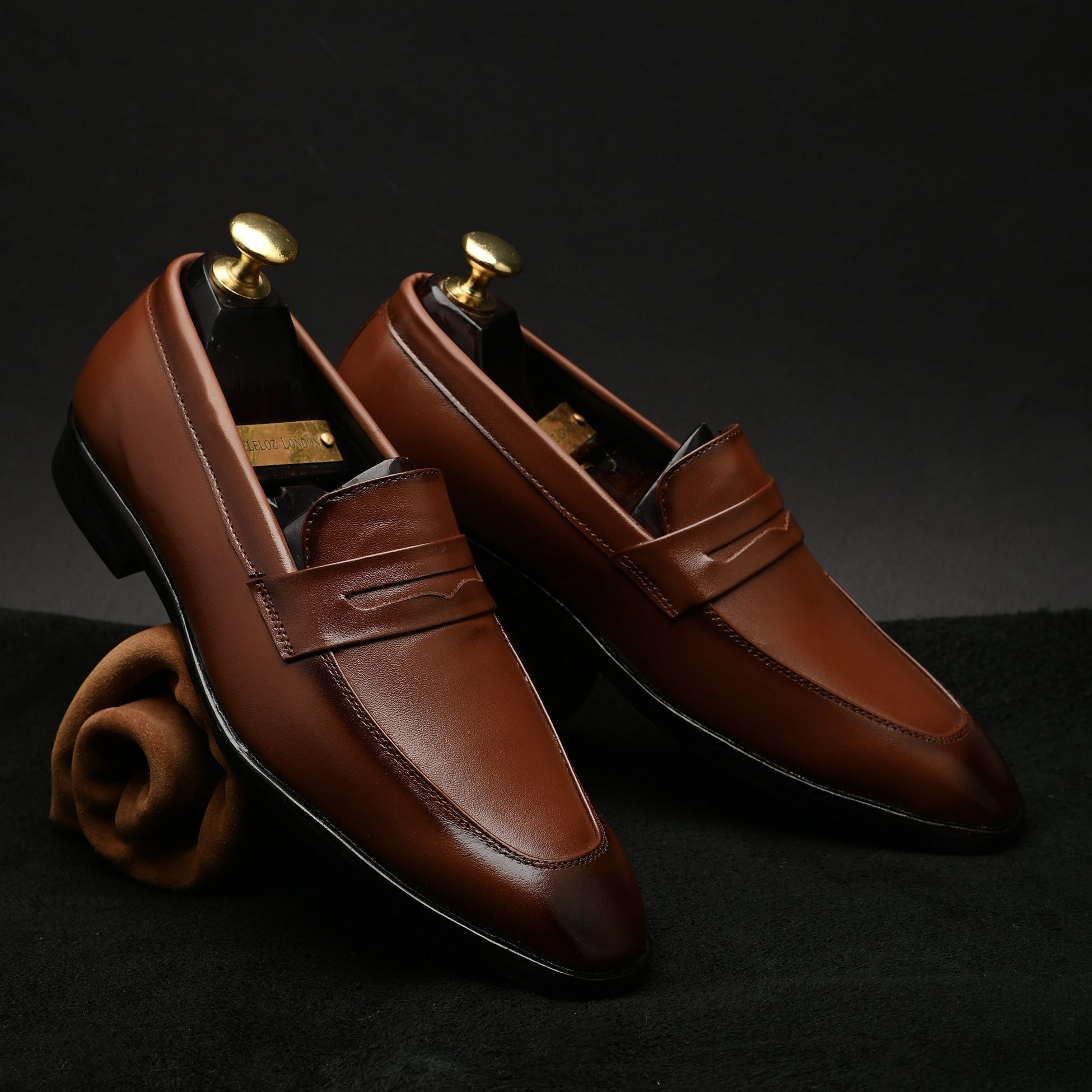 Men’s Tan Formal Loafers in Genuine Italian Leather with TPR Sole