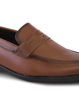Men’s Tan Formal Loafers in Genuine Italian Leather with TPR Sole