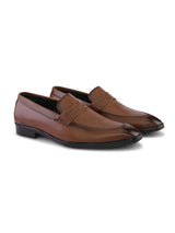 Men’s Tan Formal Loafers in Genuine Italian Leather with TPR Sole