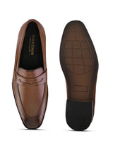 Men’s Tan Formal Loafers in Genuine Italian Leather with TPR Sole