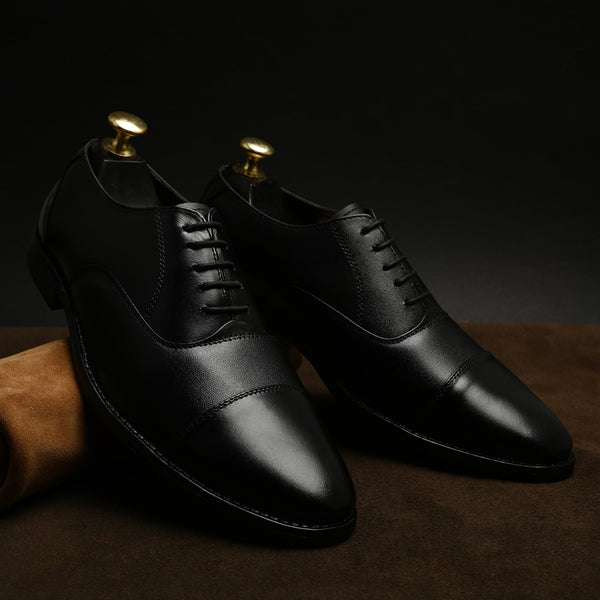 Feleloz London Men’s Italian Leather Lace-Up Formal Shoes | Premium Black Business Shoes with Leather Lining & TPR Sole