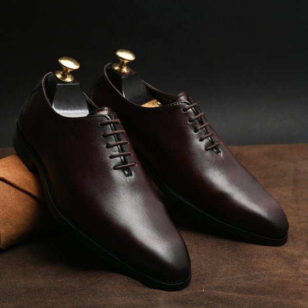 Feleloz London Men’s Italian Leather Lace-Up Formal Shoes | Premium Dark Brown Business Shoes with Leather Lining & TPR Sole