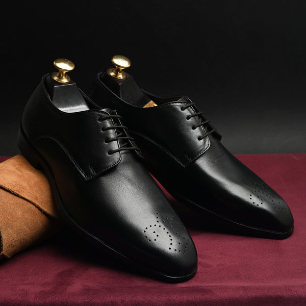 Feleloz London Men’s Italian Leather Lace-Up Formal Shoes | Premium Black Business Shoes with Leather Lining & TPR Sole