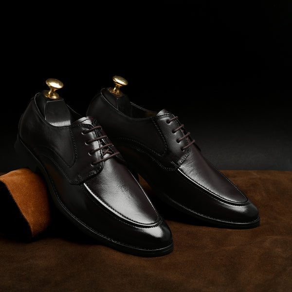 Feleloz London Men’s Italian Leather Lace-Up Formal Shoes | Premium Dark Brown Business Shoes with Leather Lining & TPR Sole