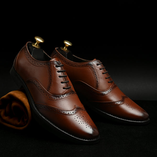 Feleloz London Men’s Italian Leather Lace-Up Formal Shoes | Premium Brown Business Shoes with Leather Lining & TPR Sole