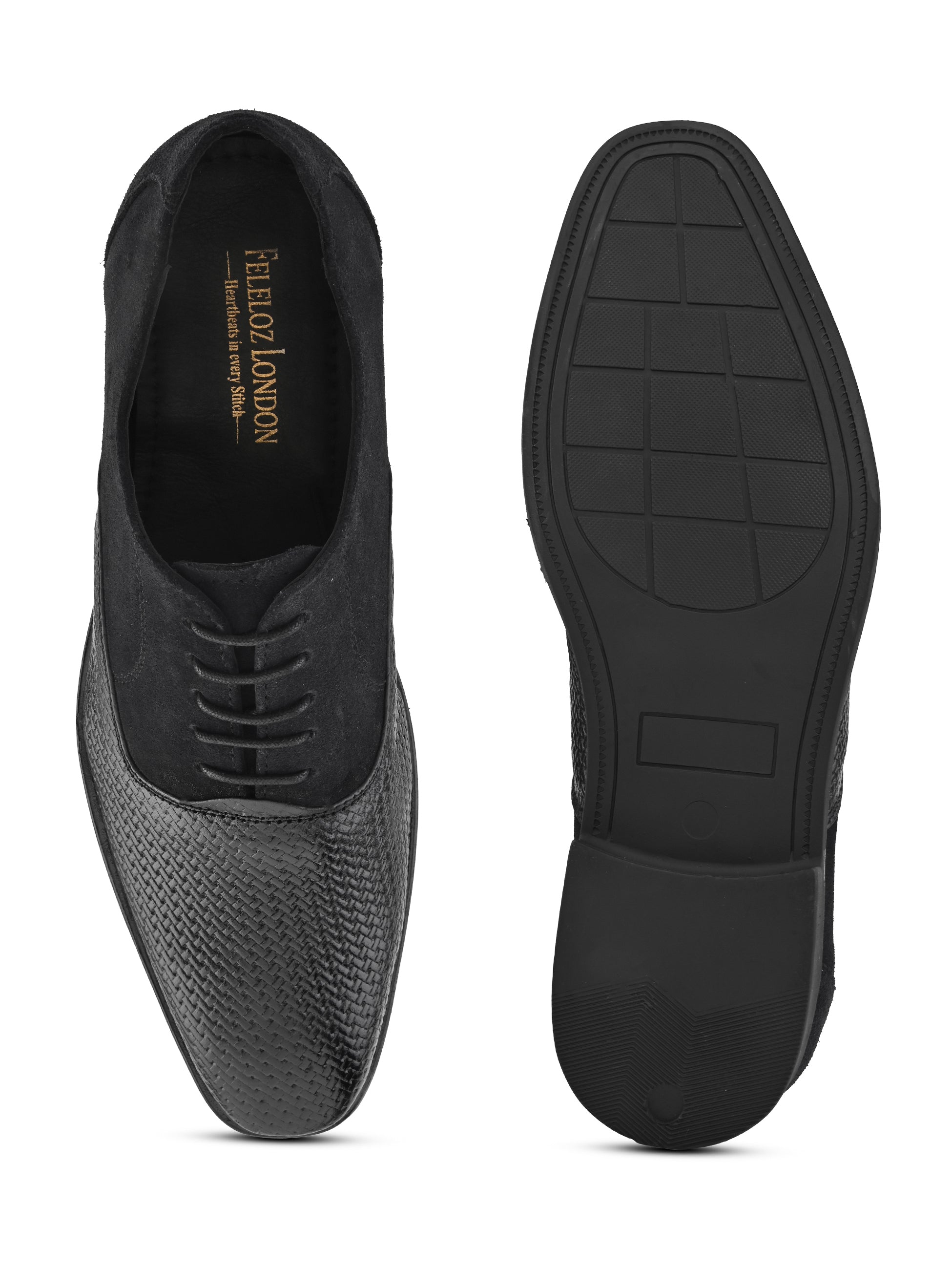 Men’s Black Genuine Italian Leather Formal Shoes | Luxury Textured Lace-Up Design with TPR Sole