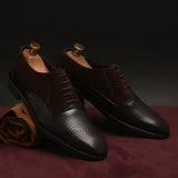 Men’s Brown Genuine Italian Leather Formal Shoes | Luxury Textured Lace-Up Design with TPR Sole