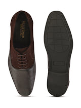 Men’s Brown Genuine Italian Leather Formal Shoes | Luxury Textured Lace-Up Design with TPR Sole