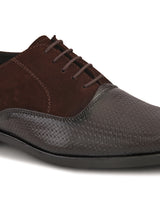 Men’s Brown Genuine Italian Leather Formal Shoes | Luxury Textured Lace-Up Design with TPR Sole