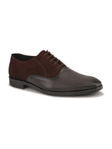 Men’s Brown Genuine Italian Leather Formal Shoes | Luxury Textured Lace-Up Design with TPR Sole
