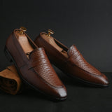 Men’s Tan Genuine Italian Leather Loafers | Luxury Premium Textured Pull-On Shoes with TPR Sole