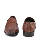 Men’s Tan Genuine Italian Leather Loafers | Luxury Premium Textured Pull-On Shoes with TPR Sole