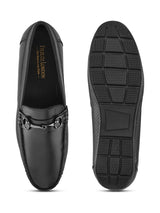Luxury Men’s Black Italian Leather Loafers | Premium Textured Pull-On Formal Shoes with TPR Sole