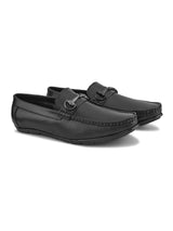 Luxury Men’s Black Italian Leather Loafers | Premium Textured Pull-On Formal Shoes with TPR Sole