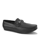 Luxury Men’s Black Italian Leather Loafers | Premium Textured Pull-On Formal Shoes with TPR Sole