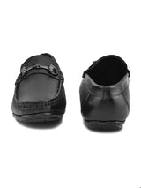 Luxury Men’s Black Italian Leather Loafers | Premium Textured Pull-On Formal Shoes with TPR Sole