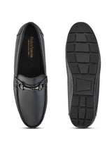 Luxury Men’s Navy Blue Italian Leather Loafers | Premium Textured Pull-On Formal Shoes with TPR Sole