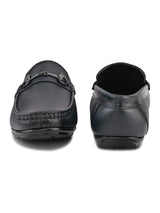Luxury Men’s Navy Blue Italian Leather Loafers | Premium Textured Pull-On Formal Shoes with TPR Sole