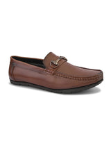 Luxury Tan Black Italian Leather Loafers | Premium Textured Pull-On Formal Shoes with TPR Sole